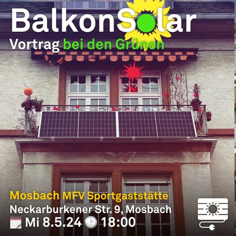 Sonnenenergie nutzen und sparen: Vortrag zum Thema Balkon-Solar (8. Mai)